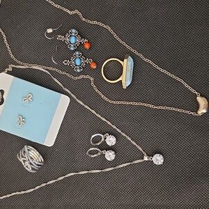 Guess Turquoise Coral Austrian Crystals Bow Earrings Necklaces Rings 10PC Lot